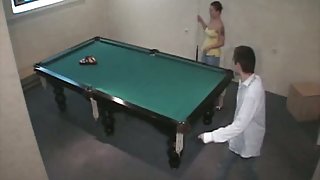 Free voyeur action from amateur couple on the billiard table