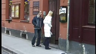 Slut Blows Guy In Front Of Horny Couple