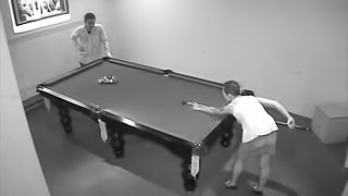 A guy can't resist the temptation to fuck a hot chick on the billiard table