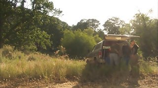 Lauren and hubby drives to the jungle and fuck fiercely