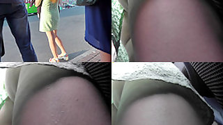 G-string and skinny ass of a redhead in upskirt mov