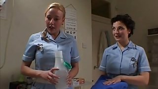 2 British Nurses Soap Up And Screw A Fortunate Man